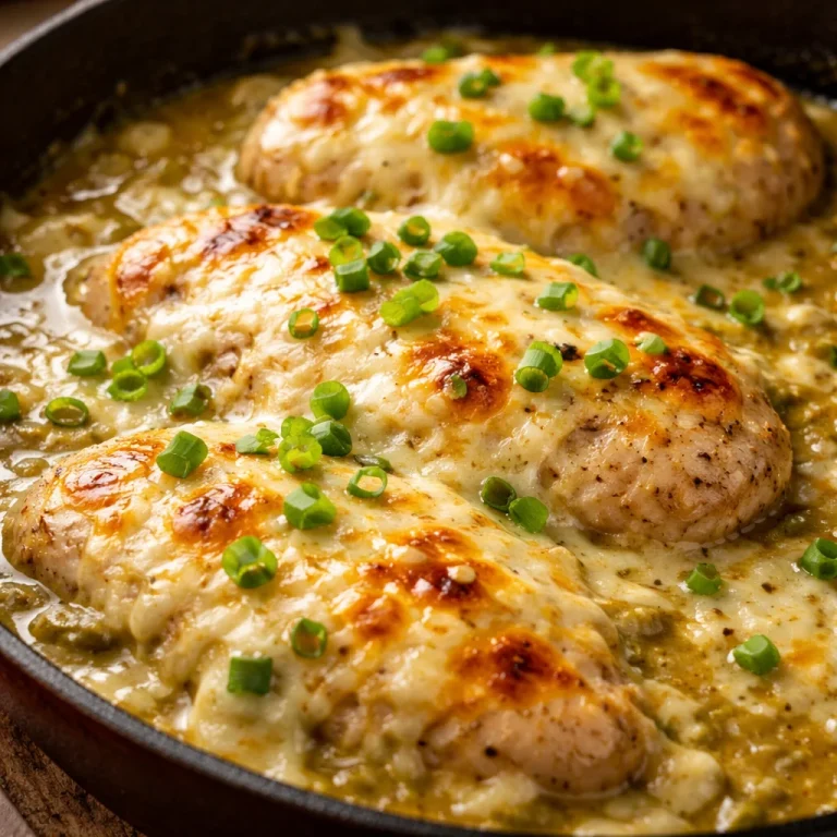 One Pan Keto Green Chili Chicken meal preparation with vegetables and spices.