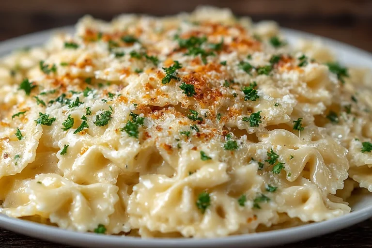 Delicious one pot creamy garlic pasta served in a bowl