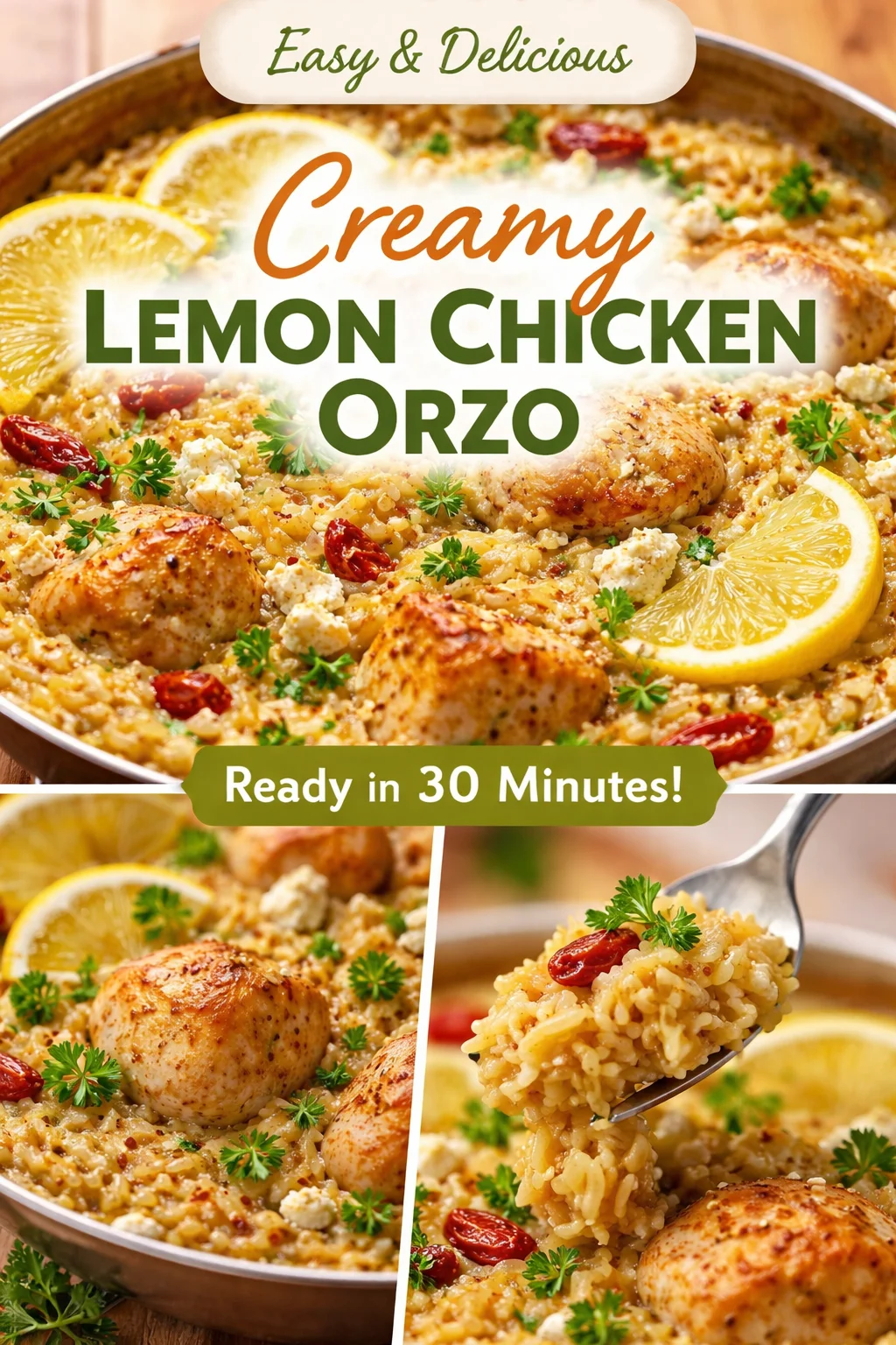 One Pot Feta Lemon Chicken Orzo Pasta