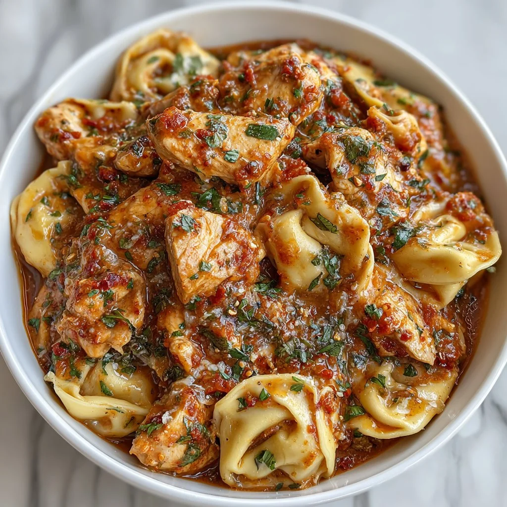 One-Pot Spicy Garlic Butter Chicken Tortellini