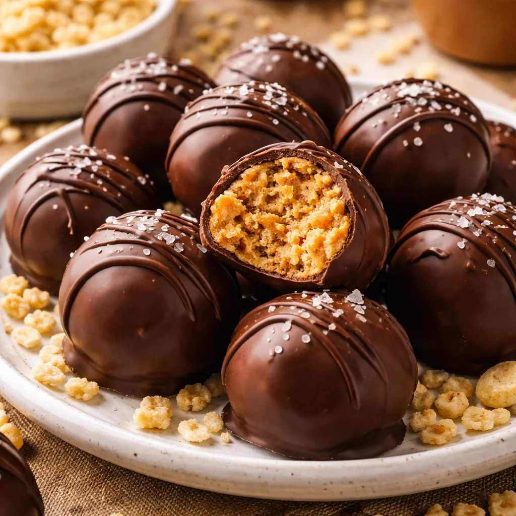 Peanut Butter Balls with Rice Krispies | Chocolate with Grace | Homemade Candy Recipes, Peanut Butter Balls Recipe, Peanut Butter Rice Krispie Treats