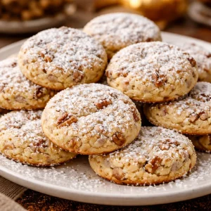 Delicious homemade Pecan Sandies cookies with crunchy pecans