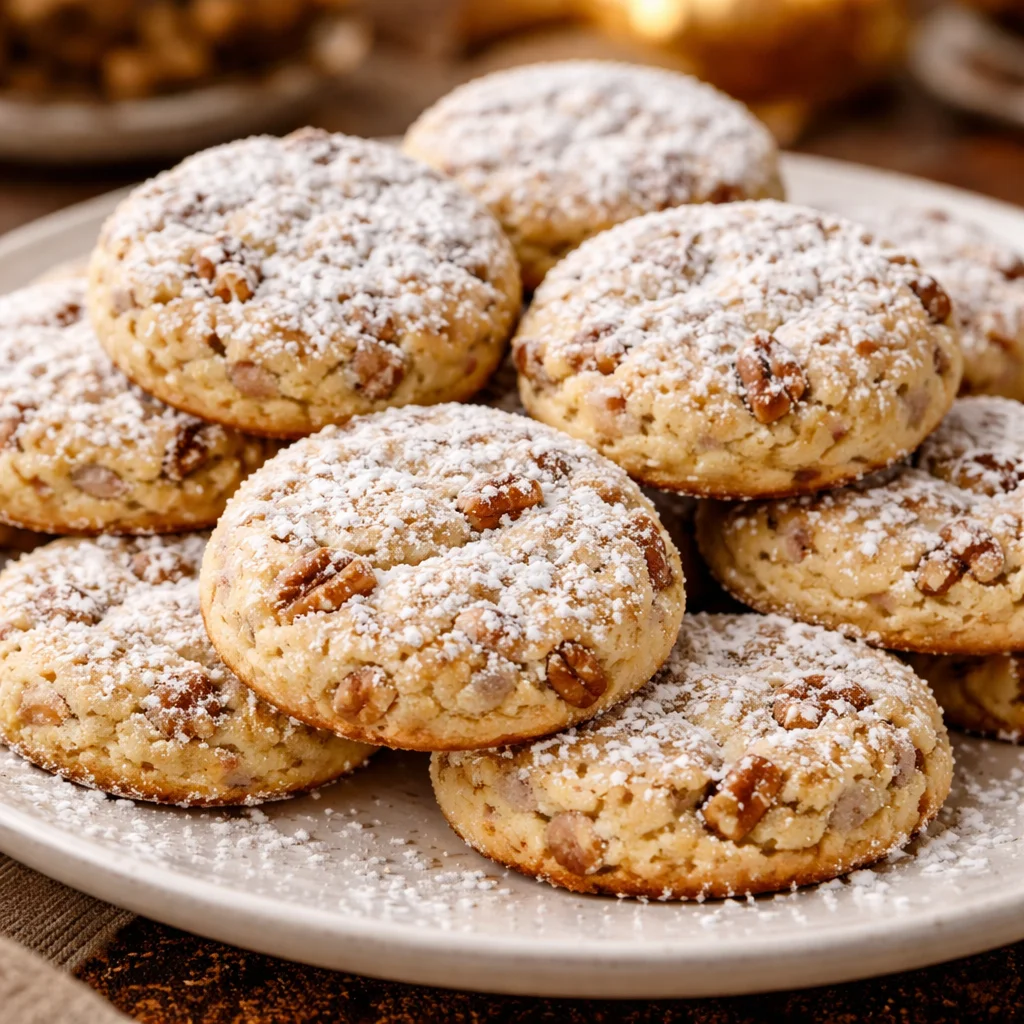 Delicious homemade Pecan Sandies cookies with crunchy pecans