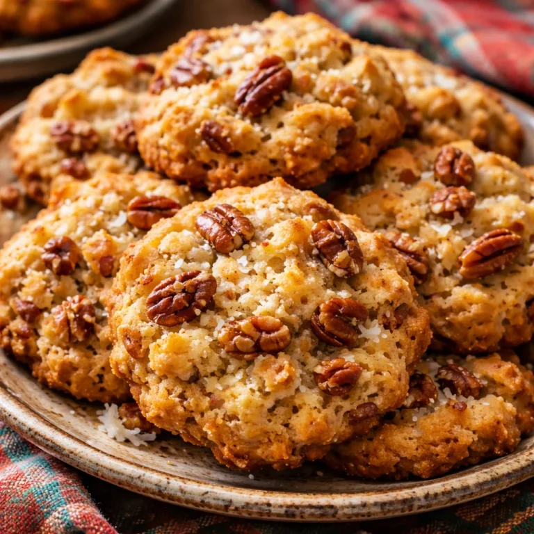 Perfect Coconut Cookies with Pecans fresh out of the oven