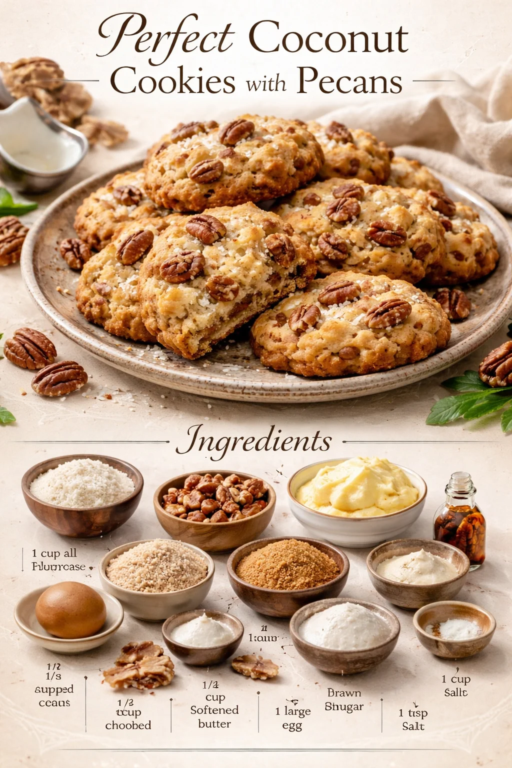 Perfect Coconut Cookies with Pecans - Southern Discourse