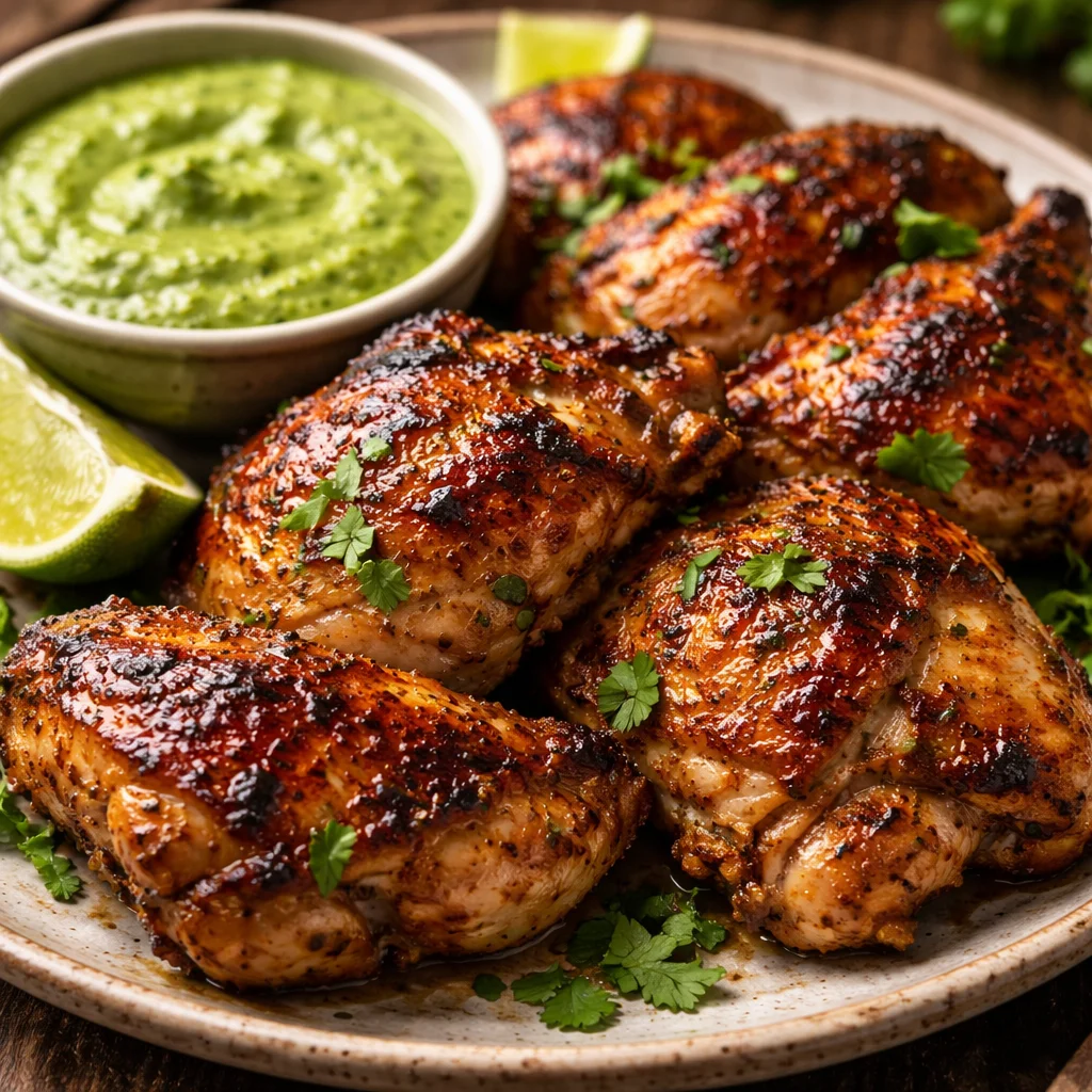 Peruvian Grilled Chicken with Creamy Green Sauce