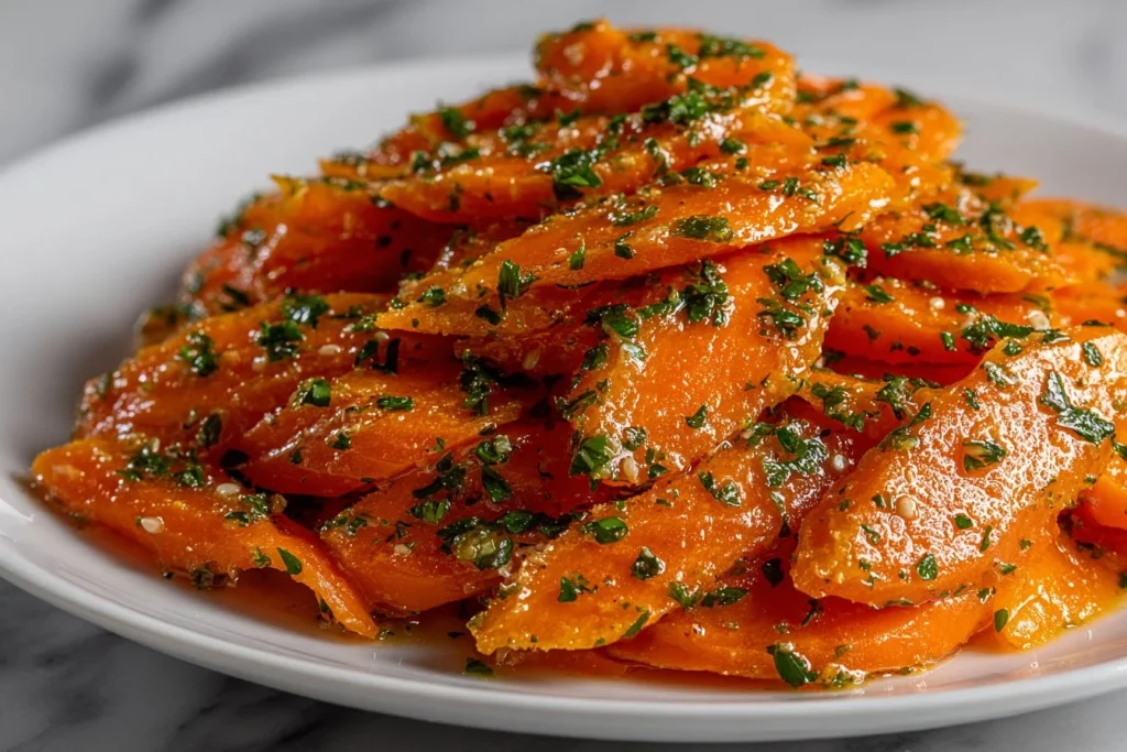 Freshly prepared raw carrot salad with a vibrant mix of vegetables