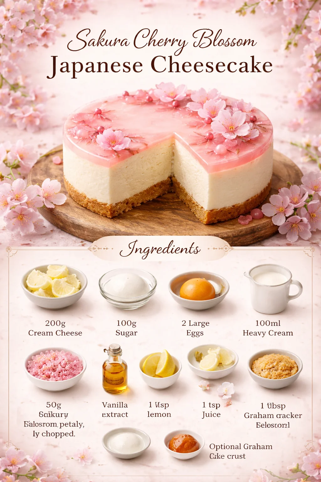 Sakura Cherry Blossom Japanese Cheesecake