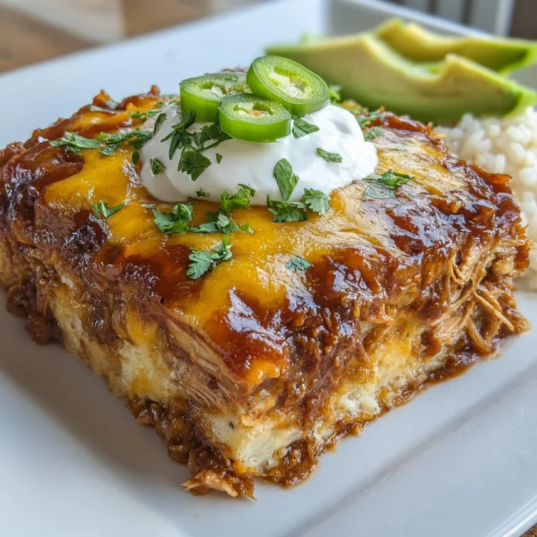Slow Cooker Chicken Enchilada Casserole served on a plate with toppings