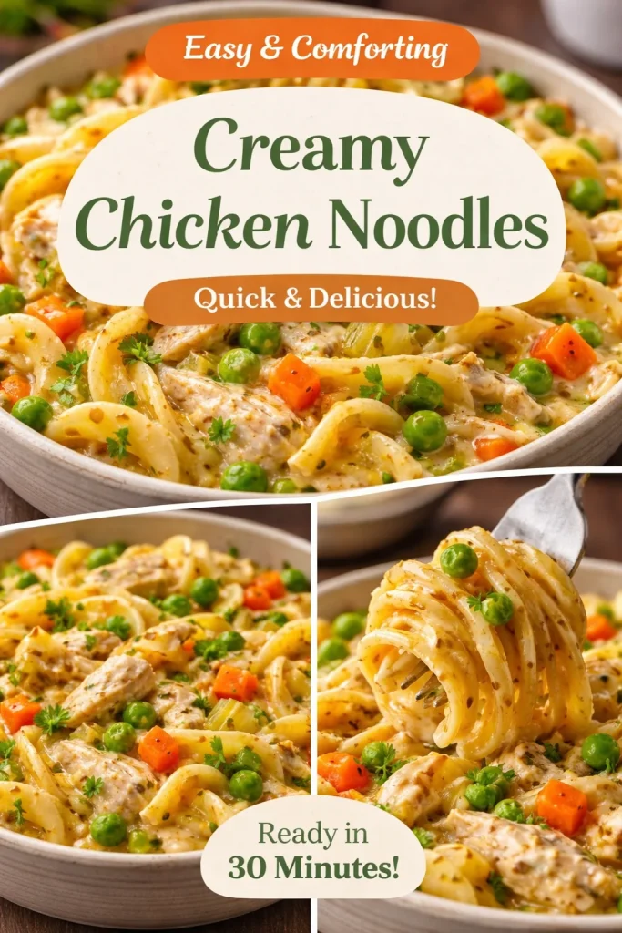 Slow Cooker Chicken Pot Pie Pasta dish served in a bowl with fresh herbs.