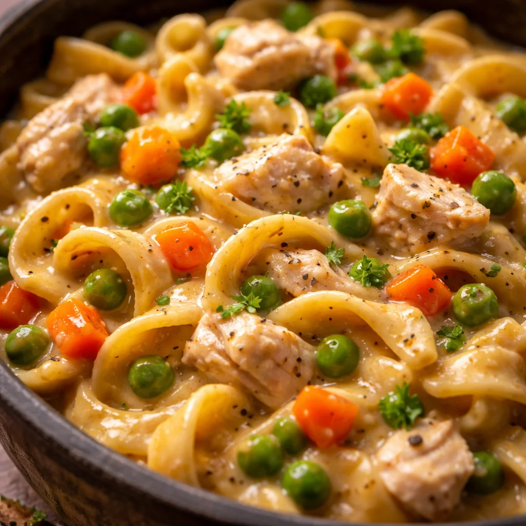 Slow Cooker Chicken Pot Pie Pasta