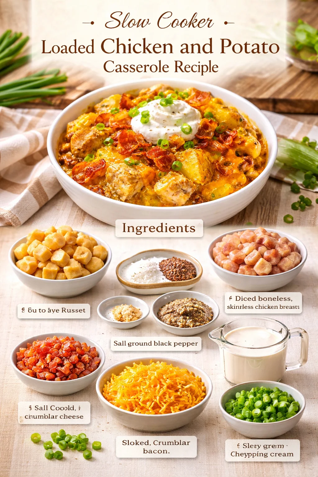 Slow Cooker Loaded Chicken and Potato Casserole Recipe