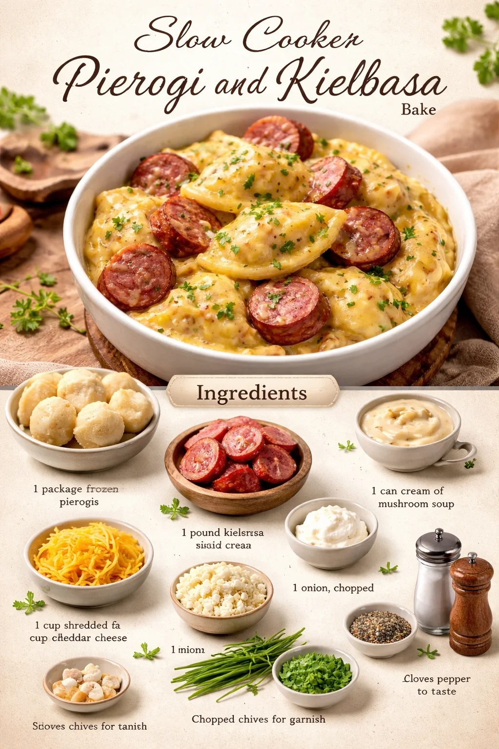 Slow Cooker Pierogi and Kielbasa Bake