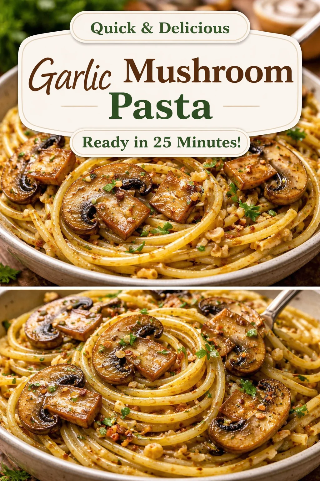 Spaghetti with Mushroom Garlic Butter Sauce