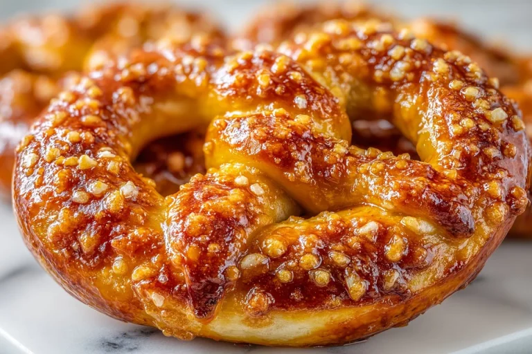 Close-up of spicy Buffalo pretzels topped with flavorful seasoning