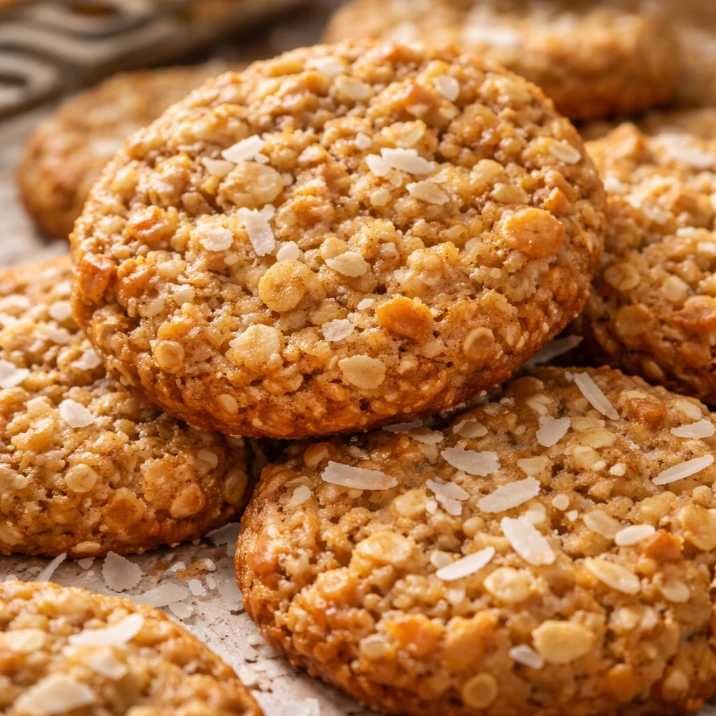 Delicious sugar-free coconut oatmeal cookies fresh out of the oven.