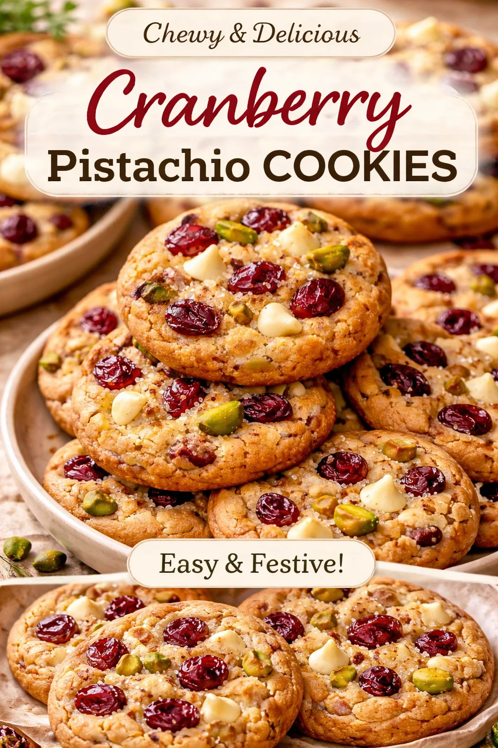Sweet & Salty White Chocolate Cranberry Pistachio Cookies