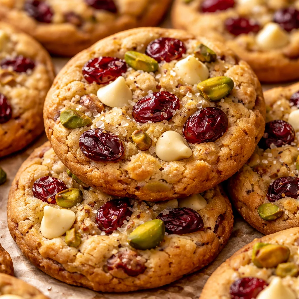 Sweet & Salty White Chocolate Cranberry Pistachio Cookies