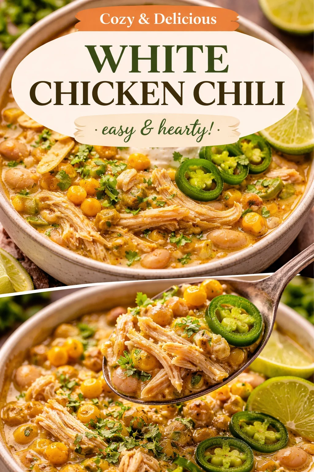This contest-winning crockpot white chicken chili is made easy in the slow cooker, and has just the right amount of spice.