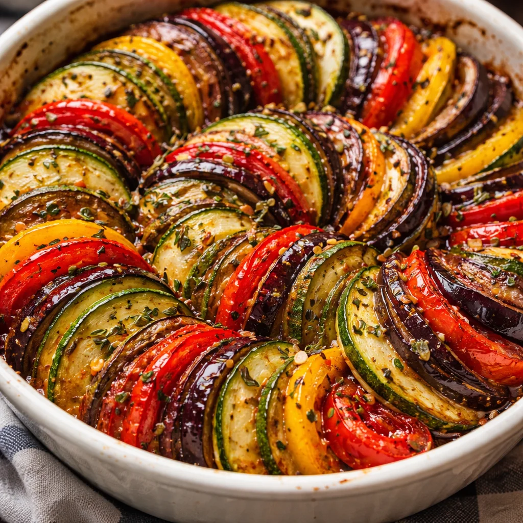 Delicious veggie casserole loaded with colorful vegetables and savory flavors