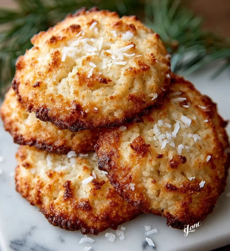 4-ingredient vegan coconut cookies on a plate, gluten-free and chewy