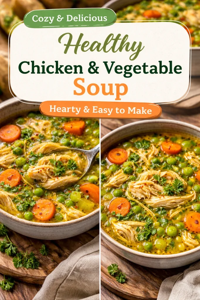 Bowl of anti-inflammatory turmeric chicken soup garnished with herbs and spices.