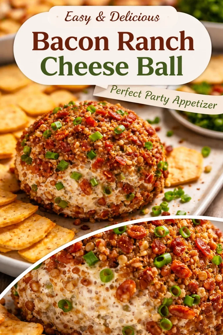 Bacon Ranch Cheese Ball served on a platter with crackers and veggies
