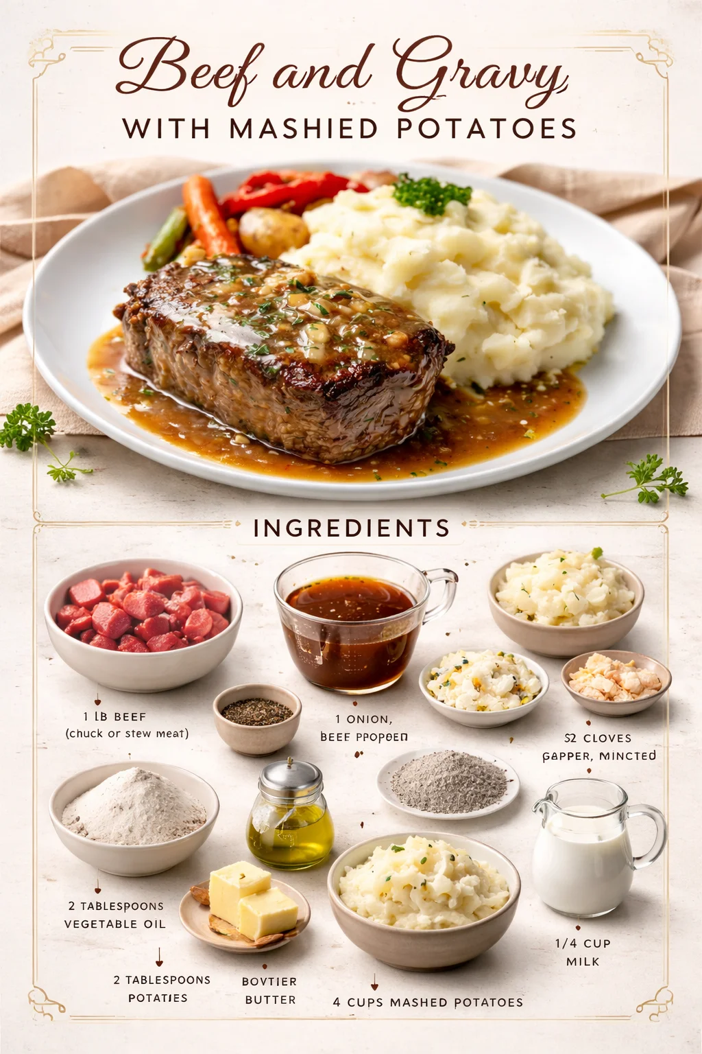 Beef and Gravy with Mashed Potatoes