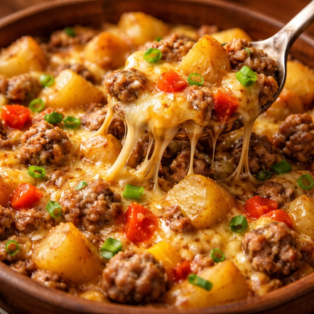 Cheesy Ground Beef & Potato Casserole