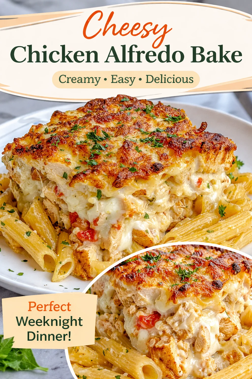 Chicken Alfredo Pasta Bake
