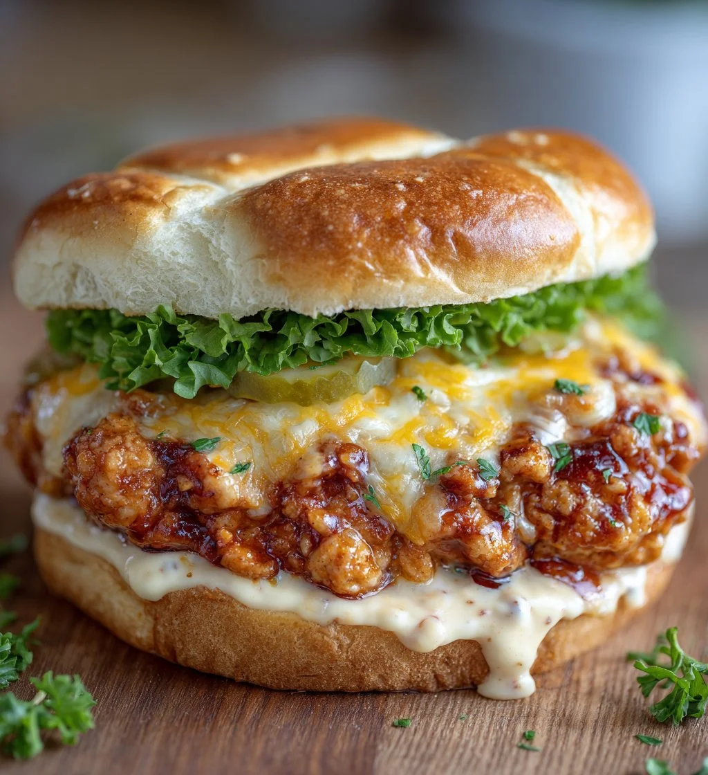 Homemade copycat McChicken Sandwich with crispy chicken and lettuce.