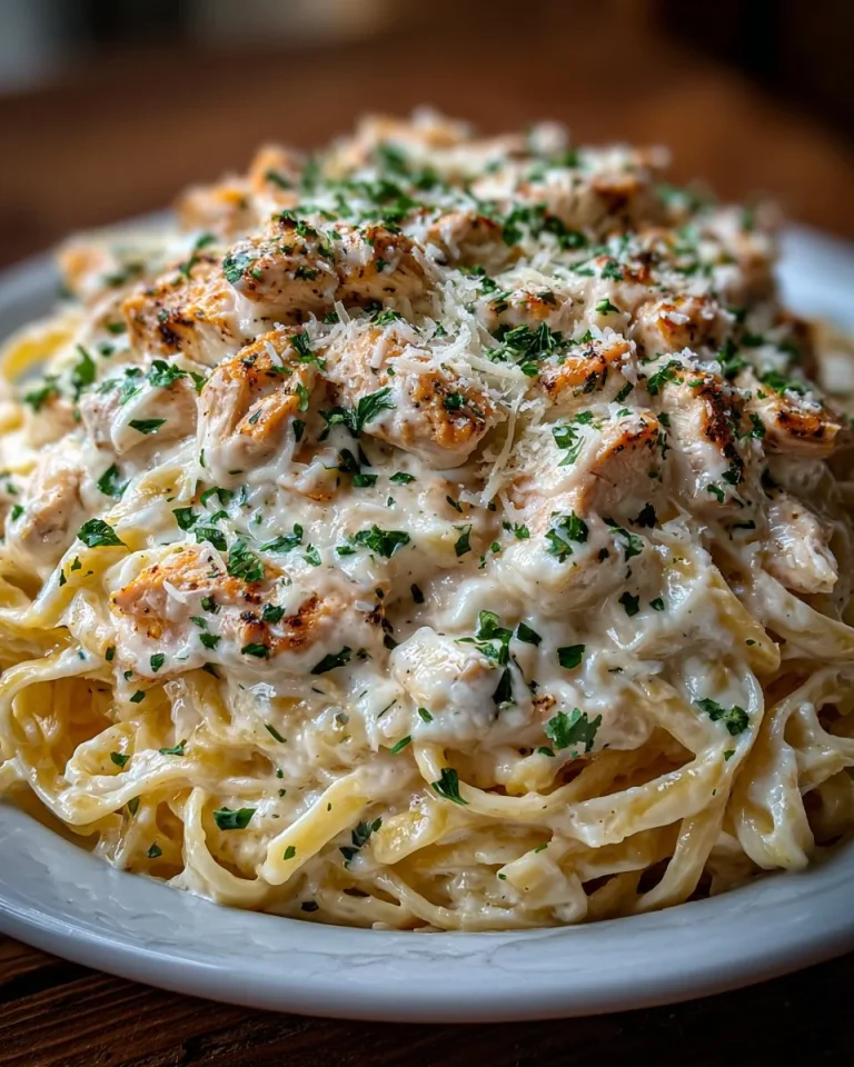 Creamy Chicken Alfredo pasta dish with tender chicken and rich sauce