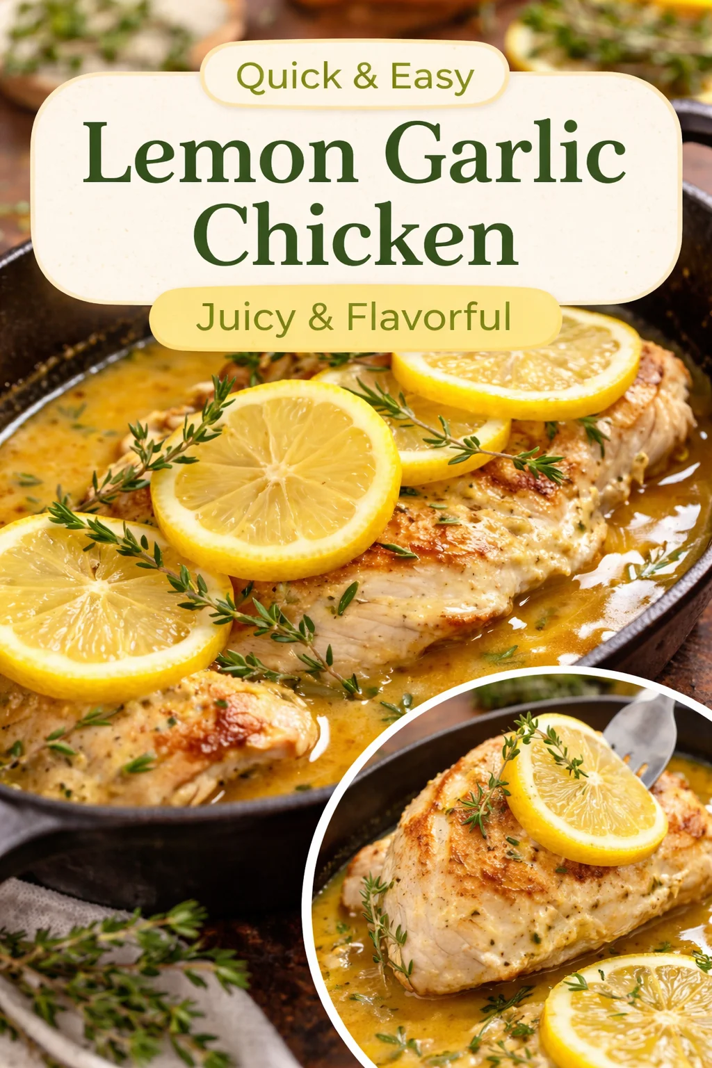Creamy lemon butter chicken served with herbs