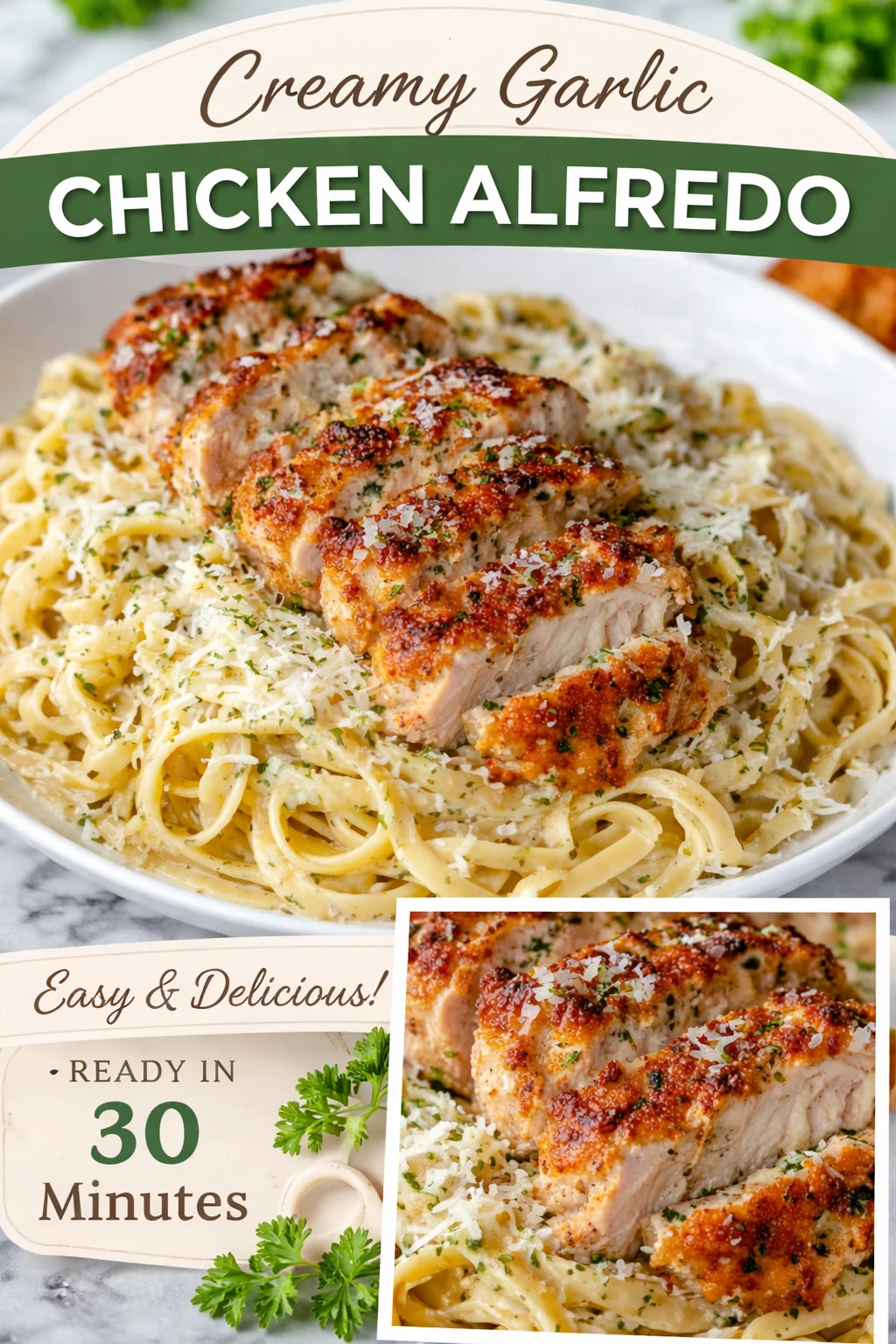 Crispy Chicken Fettuccine Alfredo