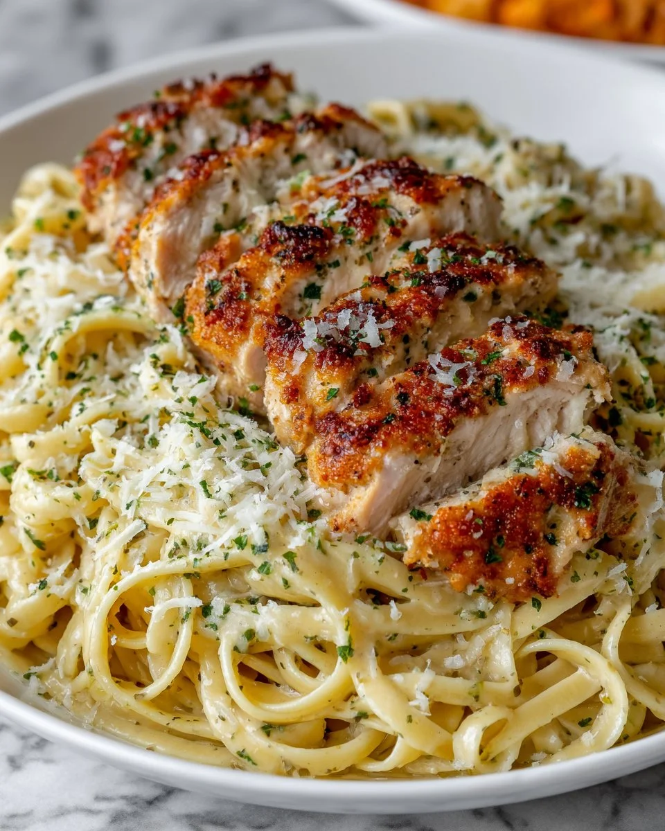 Crispy Chicken Fettuccine Alfredo