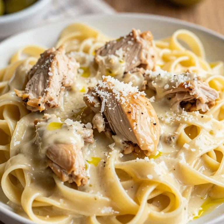 Homemade Olive Garden chicken alfredo pasta dish with creamy sauce