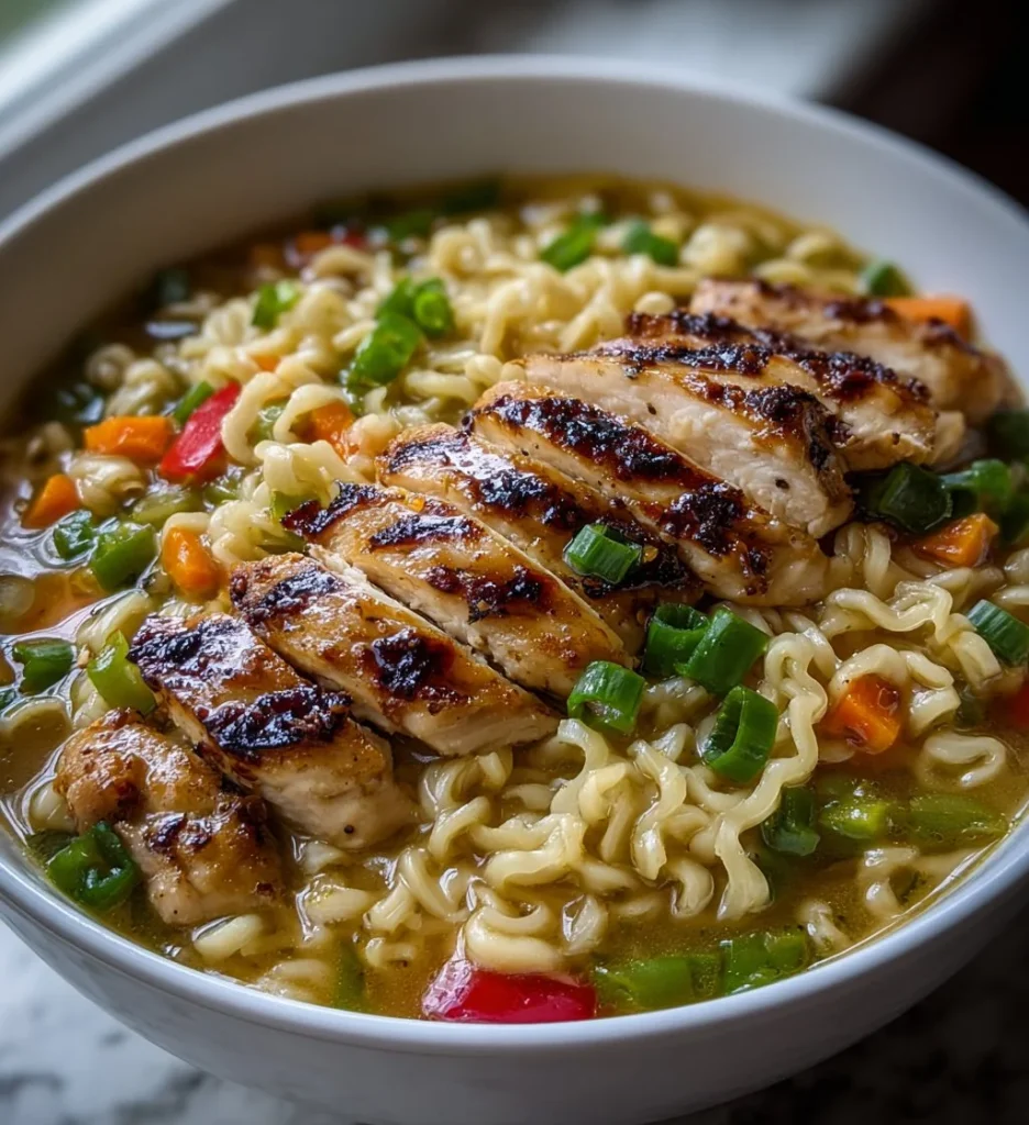 Bowl of Fiery Chicken Ramen with vibrant spices and vegetables