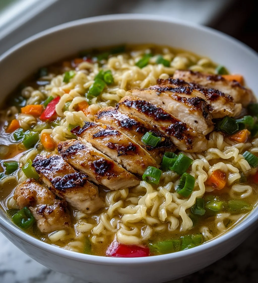 Bowl of Fiery Chicken Ramen with vibrant spices and vegetables