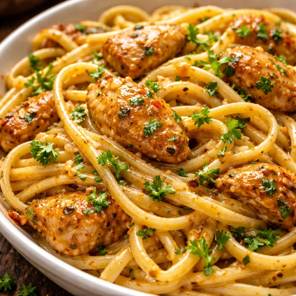 Garlic Butter Chicken with Linguine