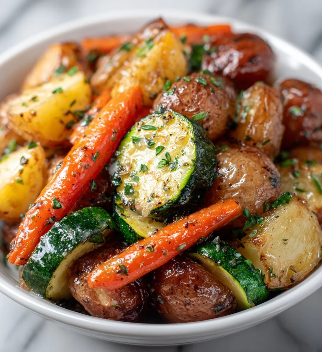 Garlic Herb Roasted Potatoes, Carrots, and Zucchini