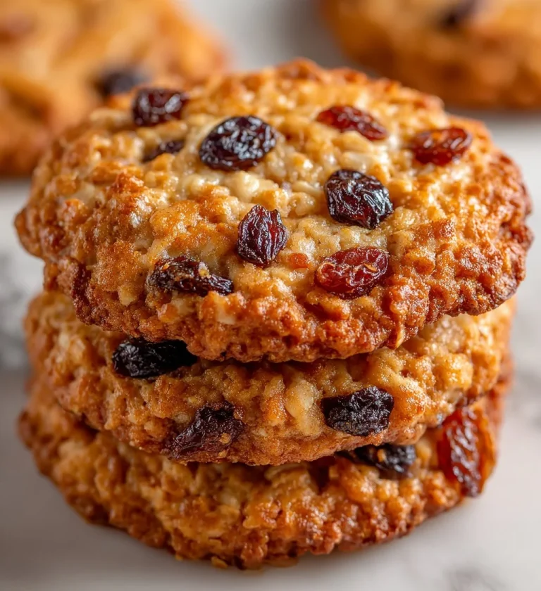 Baked healthy oatmeal raisin cookies on a cooling rack.