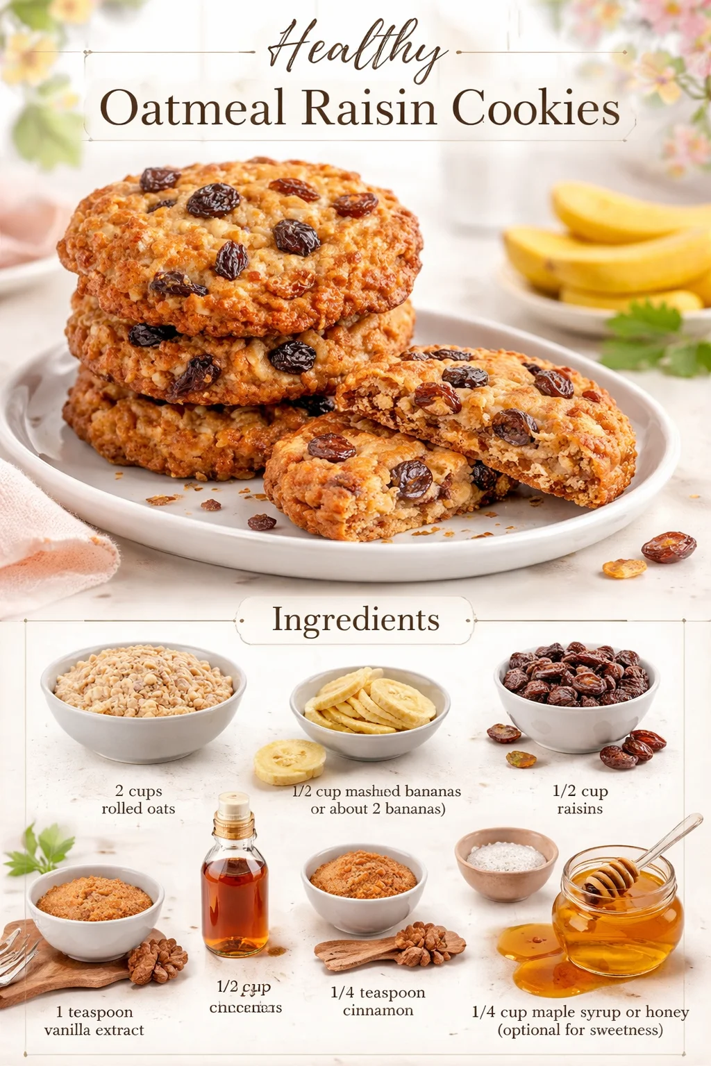 Healthy Oatmeal Raisin Cookies