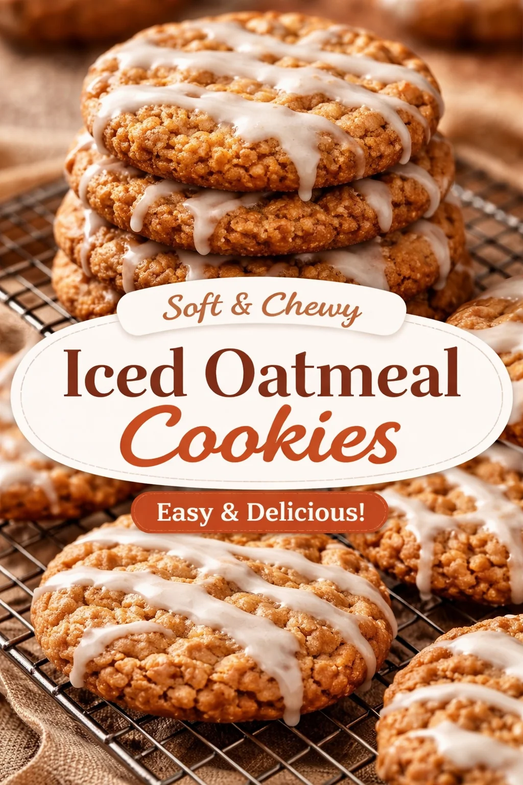 Thin and chewy iced oatmeal cookies with a delicious glaze