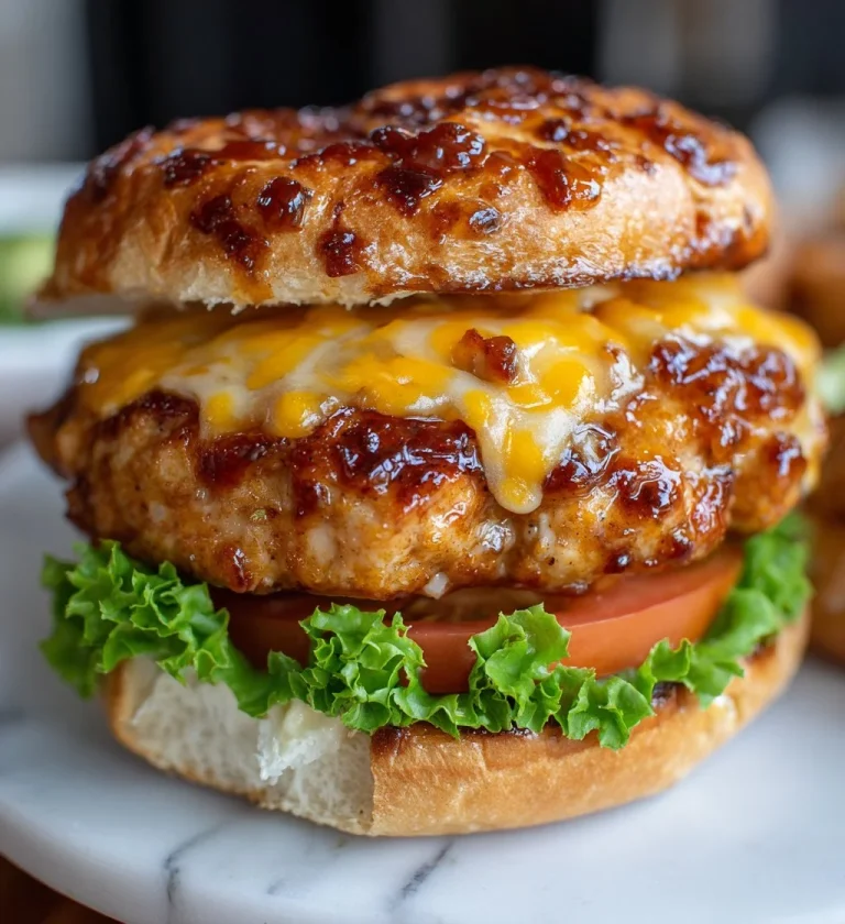 Jalapeño Pepper Jack Chicken Burger with melted cheese and fresh toppings