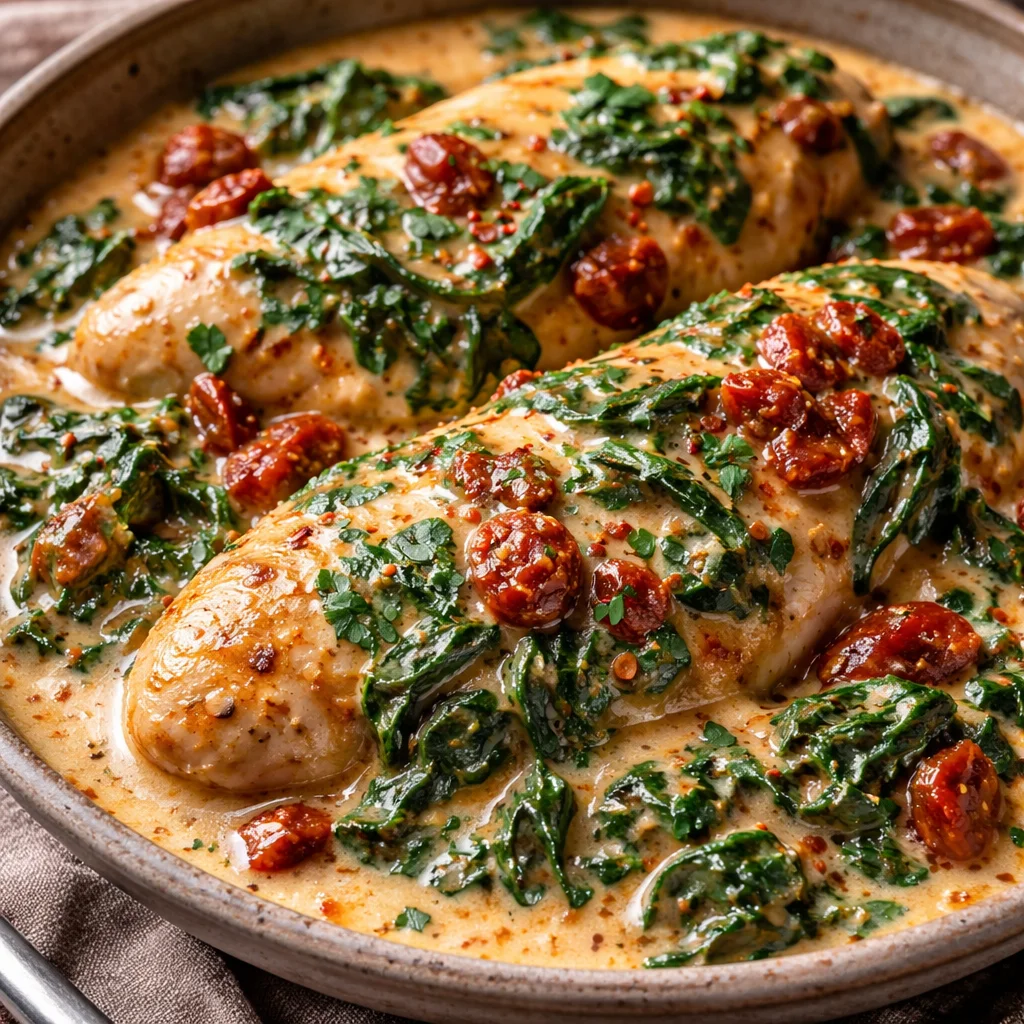 Keto Slow Cooker Chicken with Creamy Tomato & Spinach