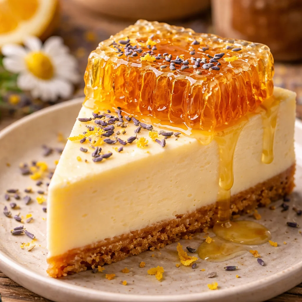 Lemon Lavender Cheesecake with Honeycomb