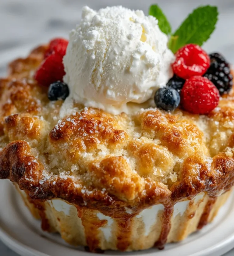 Delicious mixed berry cobbler served in a rustic dish, topped with a golden crust.