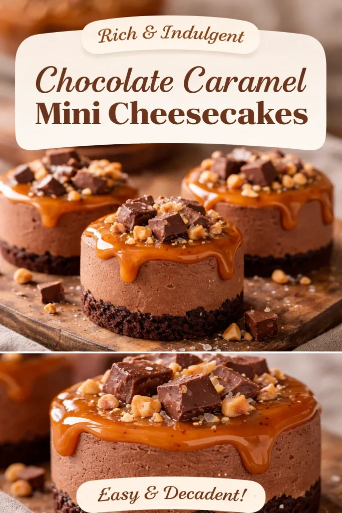 No Bake Chocolate Caramel Cheesecake Bites dessert on a plate