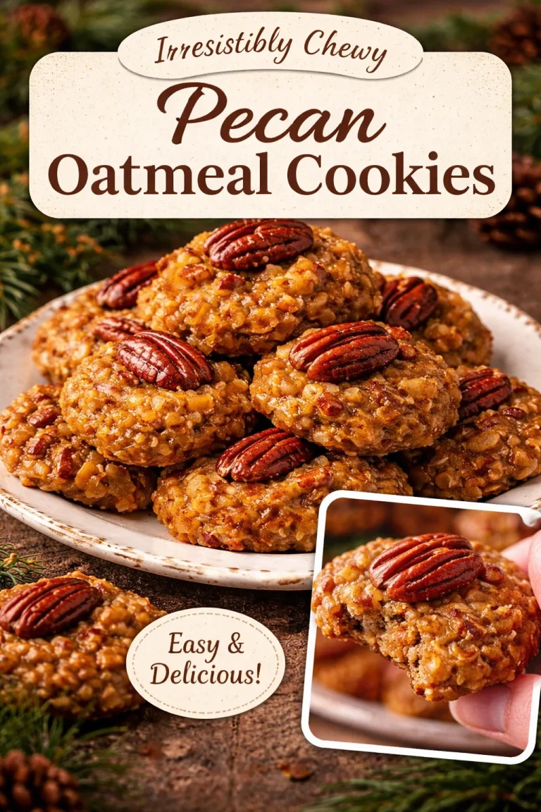 No-bake Coconut Pecan Praline Cookies on a plate topped with pecans and coconut flakes