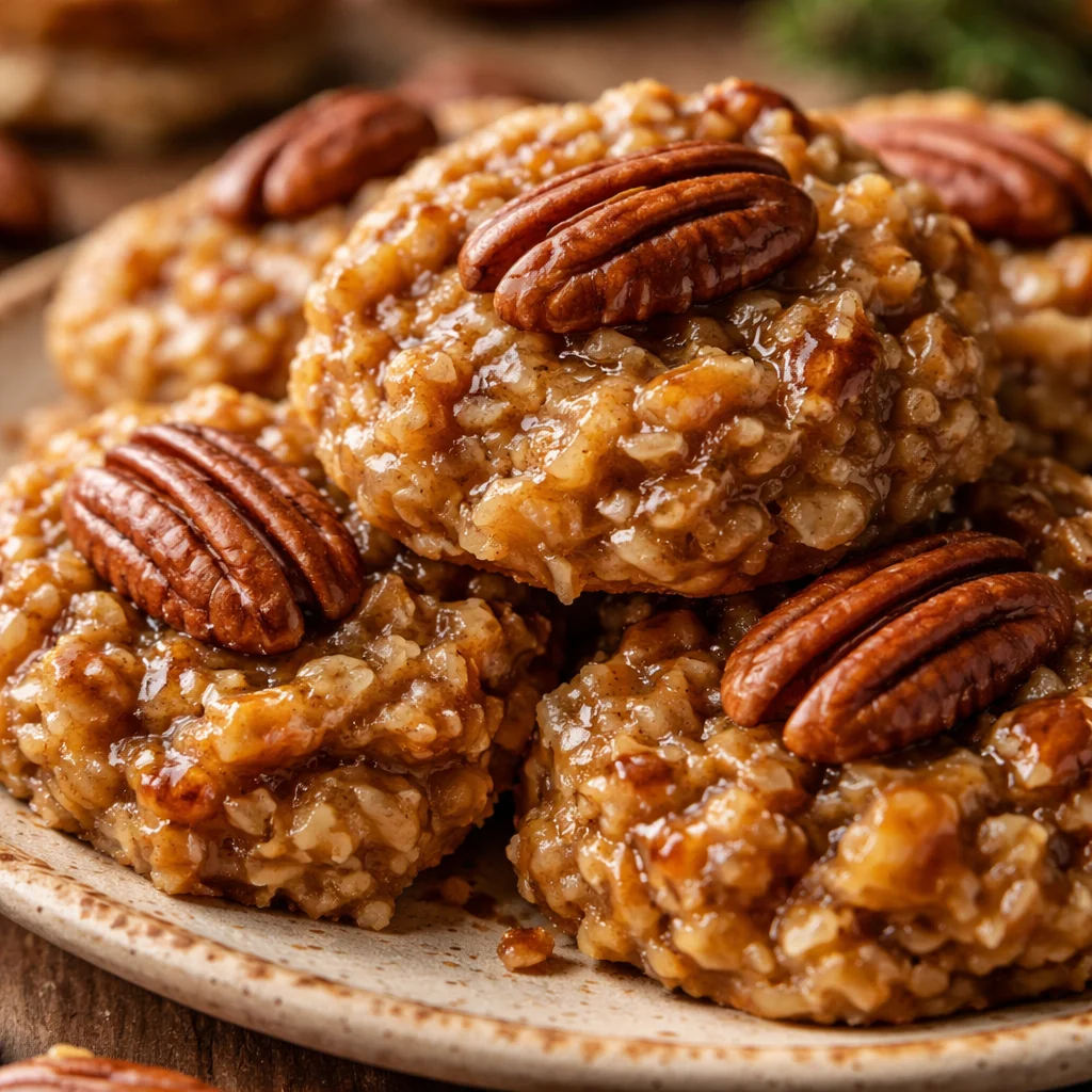 No-Bake Coconut Pecan Praline Cookies